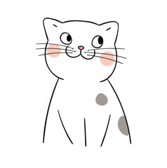 Vector illustration cute cat shy isolated on a white background