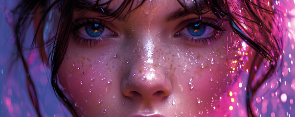 Beautiful mysterious woman, close-up of eyes