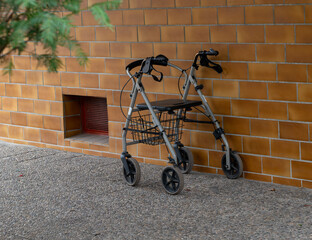 walking aid in front of a house