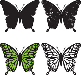 Butterflies silhouette vector illustration on a white background	
