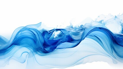 Tranquil blue waves rippling on a clean white background - serene oceanic composition - obrazy, fototapety, plakaty