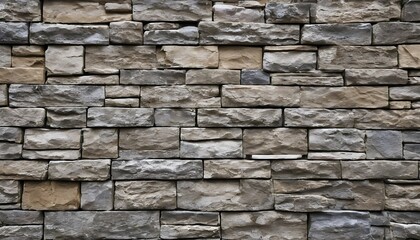 Obraz premium Modern style stone wall, uneven rectangular brown and grey blocks, 