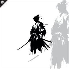 Samurai. Japan warrior whith katana sward.