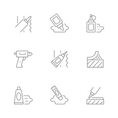 Set line icons of glue