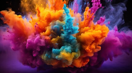 Fototapeta na wymiar Colorful holi powder blowing up.