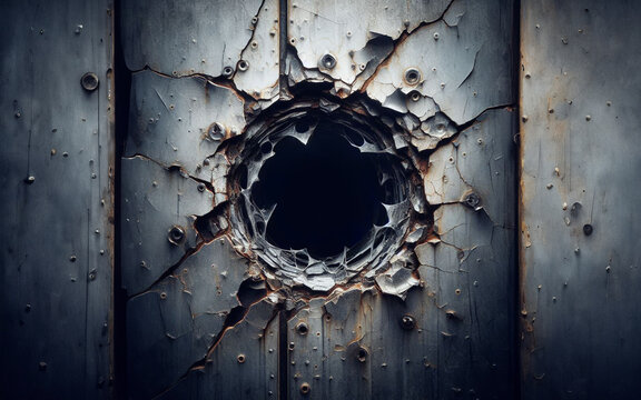 Holes were drilled into the steel wall. Exploding a circular hole in the wall The steel was pierced.
