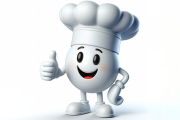 3d smiling chef hat character on a white background. ai generative
