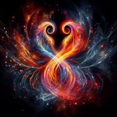 Obraz premium Twin flame couple. Soulmates. The concept of magical, esoteric, tantric, spiritual love. Connection between souls. Illustration for websites and much more. Created using generative ai tools.