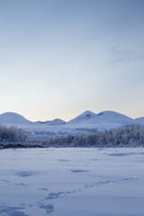 Abisko National Park (Abisko nationalpark) in winter scenery. Sweden, Arctic Circle, Swedish Lapland