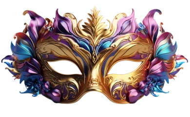 Foto op Canvas Classic Mardi gras mask isolated on transparent background. 3d rendering. Creativity idea design element Carnival masquerade fantasy mask © vita555