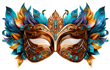Classic Mardi gras mask isolated on transparent background. 3d rendering. Creativity idea design element Carnival masquerade fantasy mask