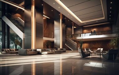 Modern office lobby hall interior