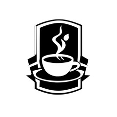 Coffee Shop Logo SVG Black and White Illustration Art Generative AI.