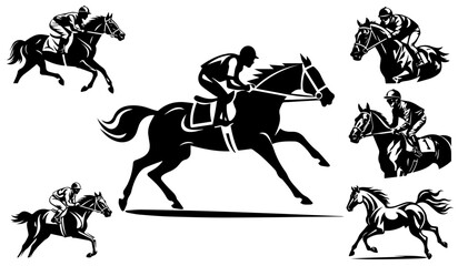 Horses and jockeys.Vector illustration ready for vinyl cutting