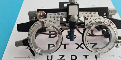 Glasses for checking vision in ophthalmological clinic - obrazy, fototapety, plakaty
