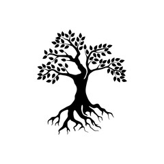 mangrove tree vector silhouette, black and white colors