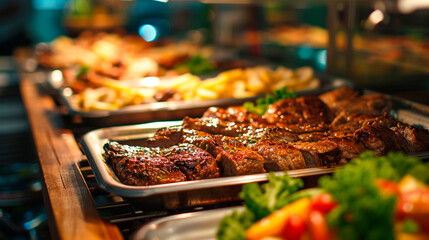 buffet with different food. Selective focus.