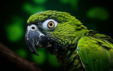 Fototapeta premium Close-up Portrait of a Green Parrot