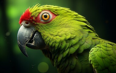 Fototapeta premium Close-Up of a Green Parrot