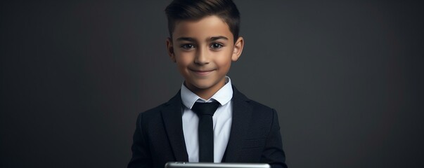 Confident Young Boy in Elegant Suit