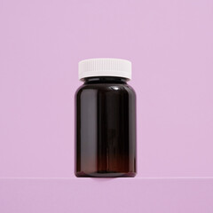Brown medicine jar. Health care. Medicine concept.