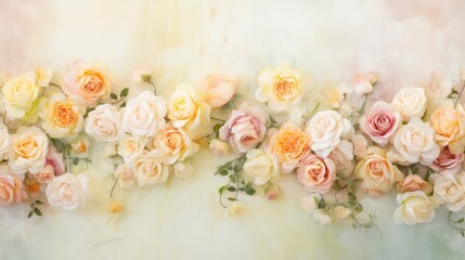 romantic pastel roses background illustration vintage summer, pink blush, lavender peach romantic pastel roses background