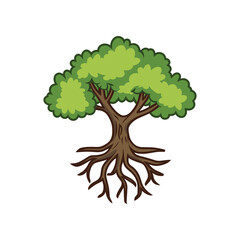 Tree with roots vector