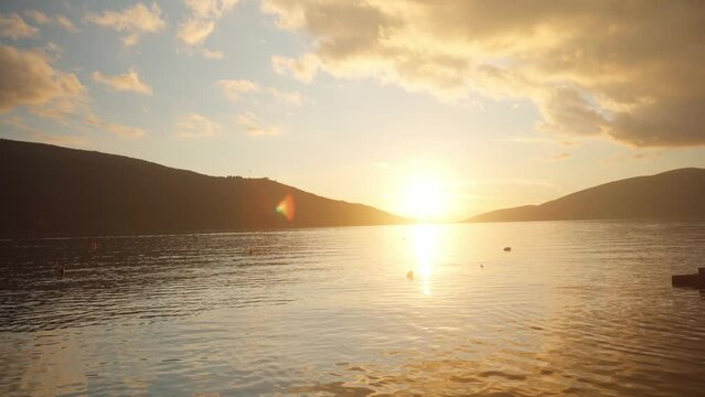 Sea view at sunset. Beautiful serene vmd on the evening sea in the bay