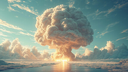 Nuclear bomb explosion forming a cloud - obrazy, fototapety, plakaty