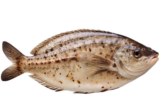 Flatfish freshly caught on transparent background