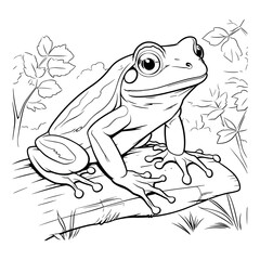 Frog illustration coloring page - coloring book for kids