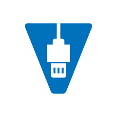 Obraz premium Initial Usb cable Logo combine with letter V vector template