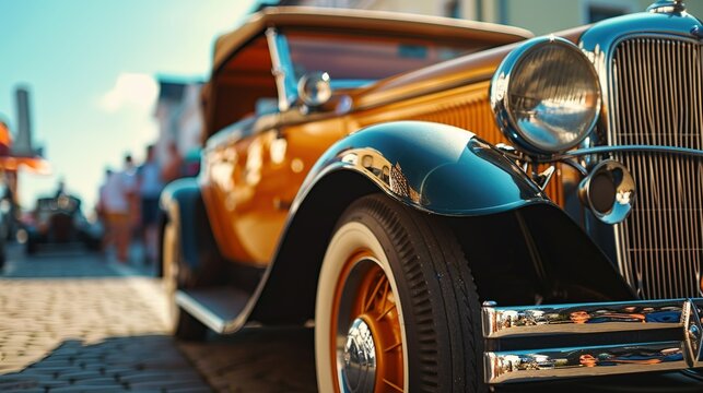 Festival of vintage classic cars, old cars. Created with Generative Ai technology. © Viktor