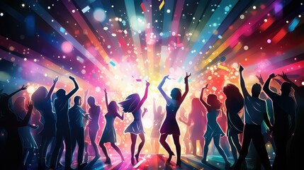 balloons celebrate party background illustration confetti dancing, lights fireworks, drinks laughter balloons celebrate party background