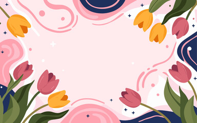 Obraz premium Abstract tulip background poster. Good for fashion fabrics, postcards, email header, wallpaper, banner, events, covers, advertising, and more. Valentine's day, women's day, mother's day background.