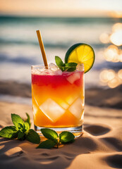 whiskey sour with on the beach