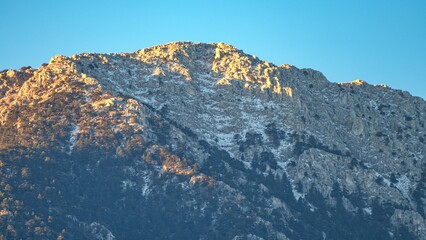 snowy mountains in the distance