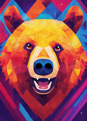 Portrait of a  bear in pop art style