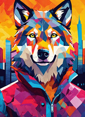 Pop art style wolf portrait