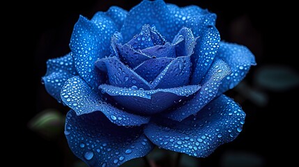 blue rose on black background