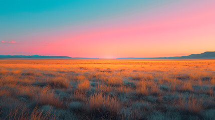 A vast plain, with surreal neon-colored grass and a pastel gradient sky, during a mystical afternoon, aligning with the Psychic Waves theme of mainstream storytelling style