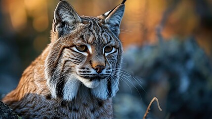Fototapeta premium Portrait of a lynx surrounded by nature. Created with Generative Ai technology