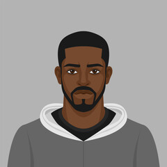 Handsome black man with beard in a hoodie