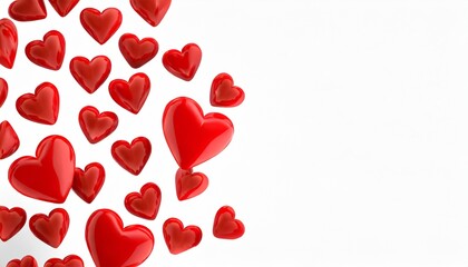 beautiful hearts on white background for happy valentines day 3d rendering
