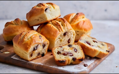 Naklejka na ściany i meble Capture the essence of Hot Cross Buns in a mouthwatering food photography shot
