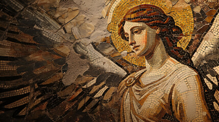 mosaic illustration of an angel - obrazy, fototapety, plakaty