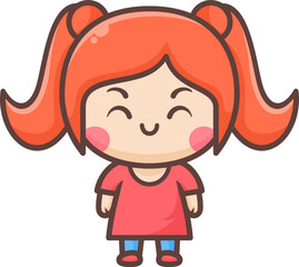 Cute happy little girl cartoon illustration