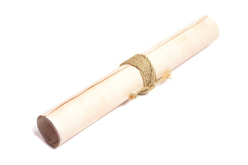 scroll of antique paper tied with a golden rope.