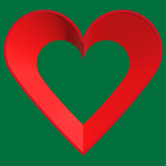 3D-Rahmen in Herzform - rotes Herz mit roter Umrandung, auf dunkelgrünem Hintergrund