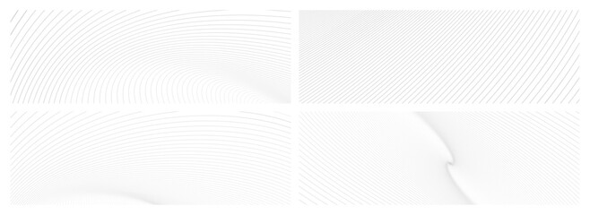 Wavy flowing lines on abstract background set. Abstract bent lines ripple effect graphics. Simple design. Contemporary vector graphics with bent waves. Vector illustration